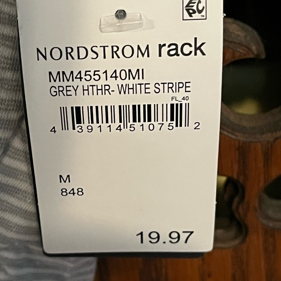 3/$40 | Melrose and Market | Light Grey Striped V-Neck Tee | Size M - Picture 6 of 6